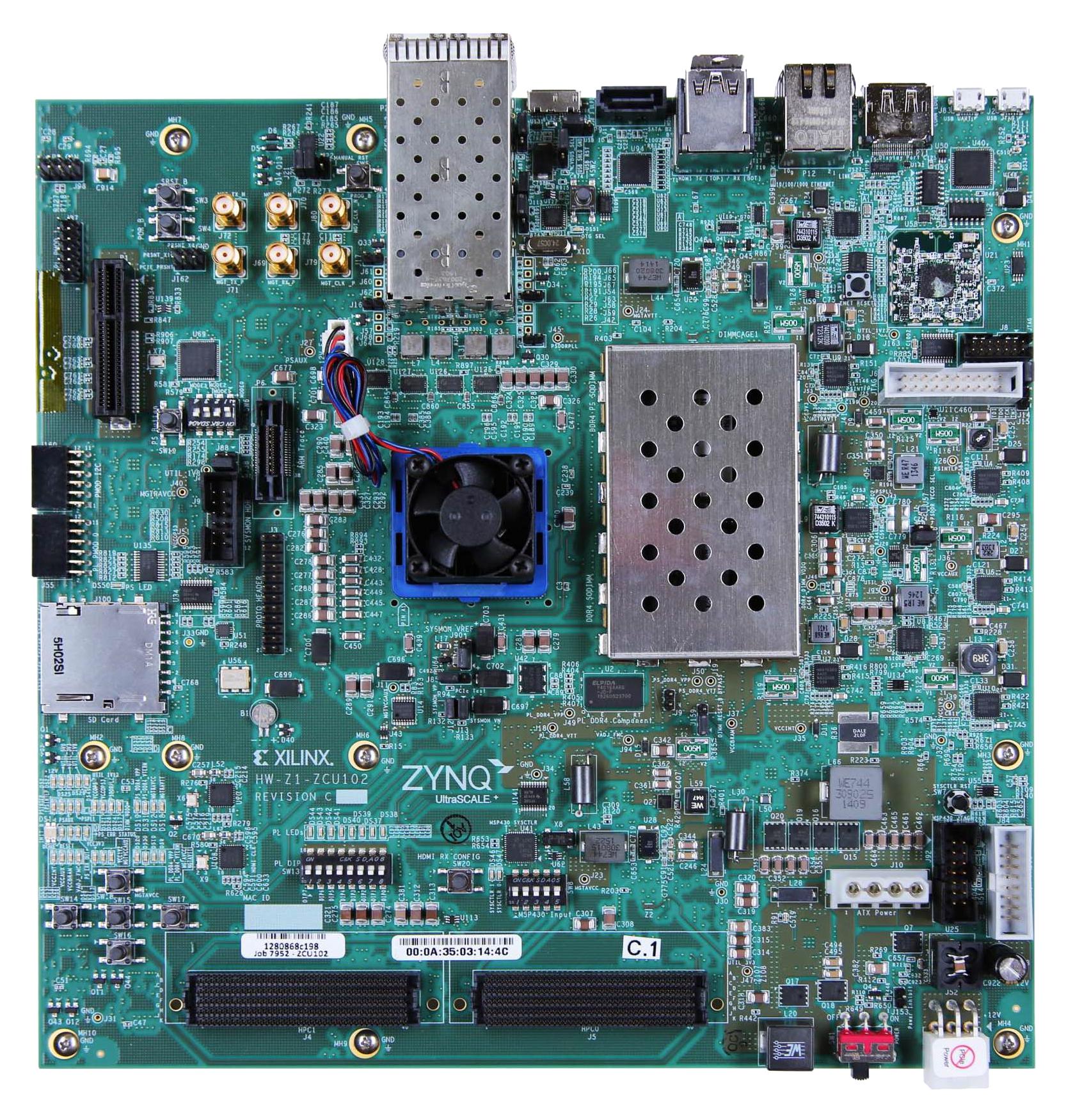 Photo of the ZCU102 UltraScale+ board